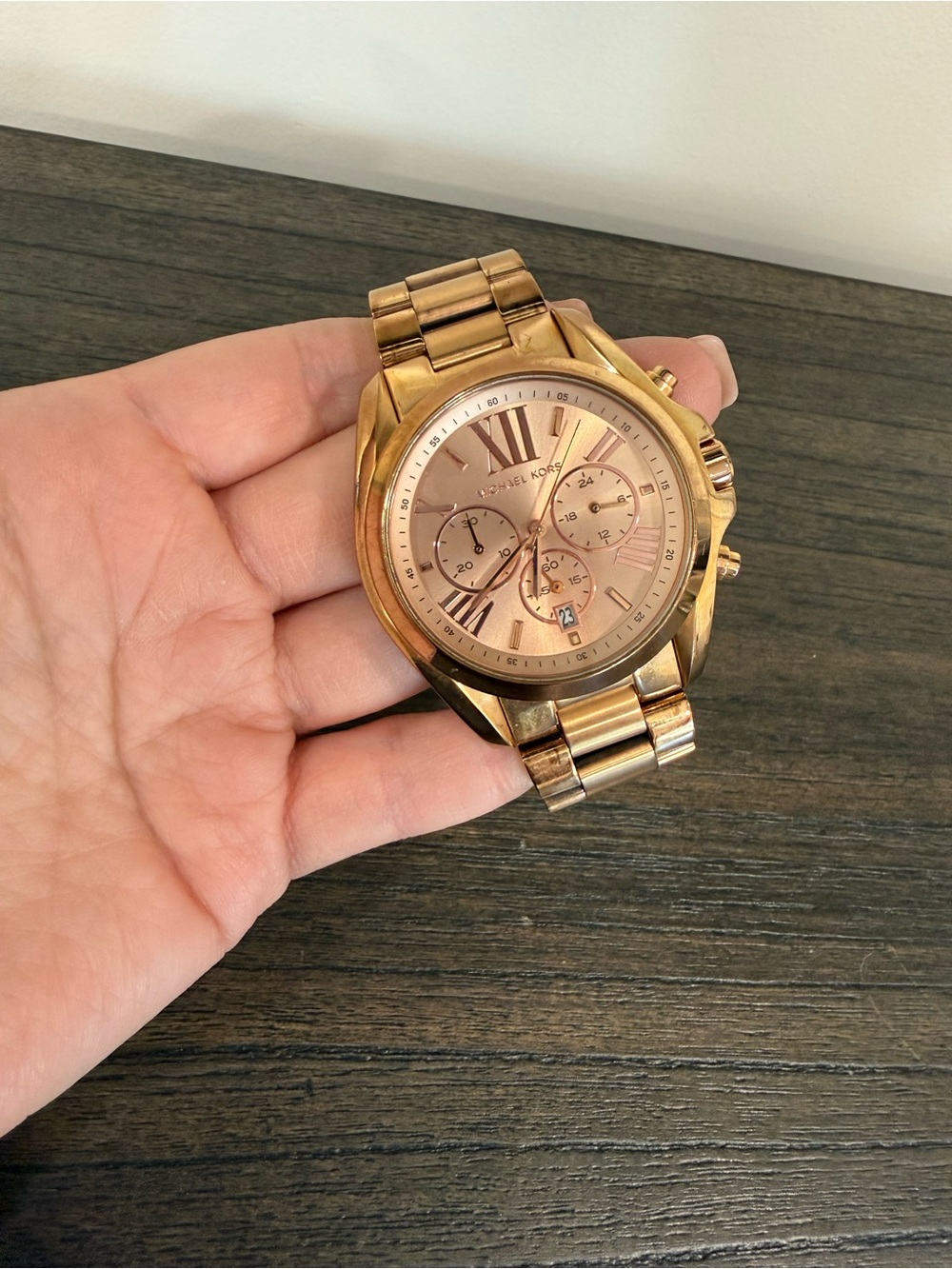 Michael Kors Men's Rose Gold-Tone Chronograph Bracelet Watch